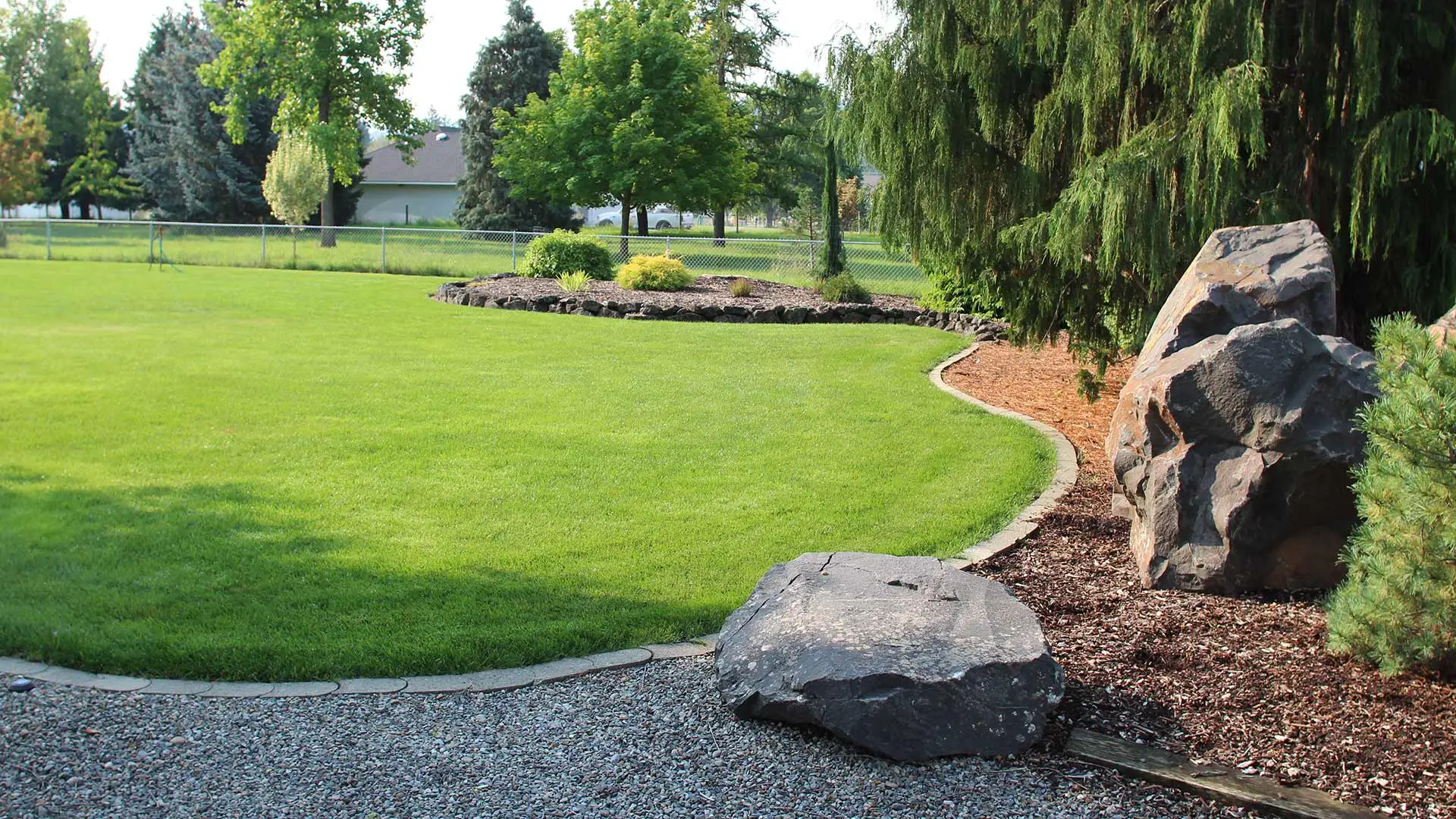 Bright green home lawn near Mead, WA.