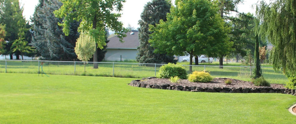 This Liberty Lake, WA home has a healthy lawn thanks to our fertilization and weed control treatments.